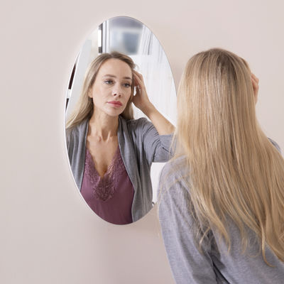 Oval Frameless Wall Mounted Makeup Mirror 1.8CM Thickness